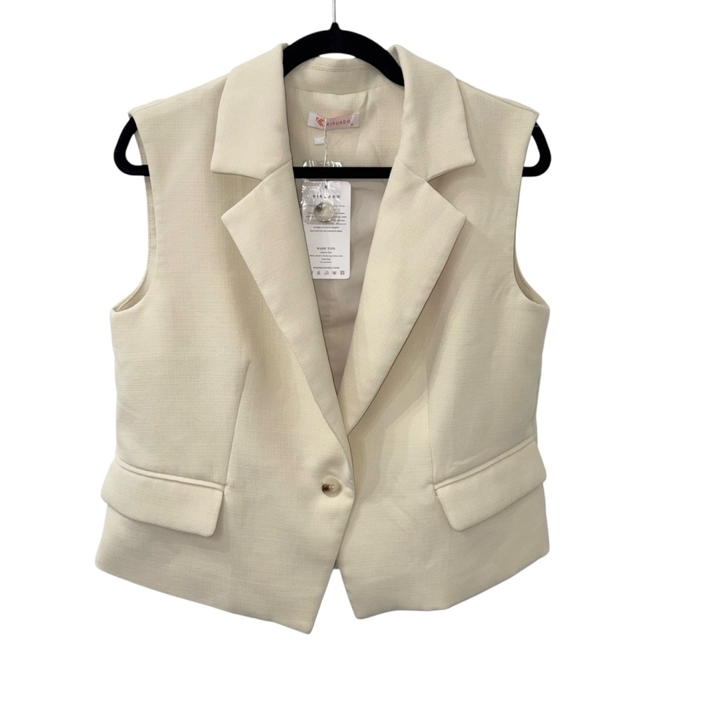 NWT KIRUNDO Women's Cream Sleeveless Blazer Sz Medium